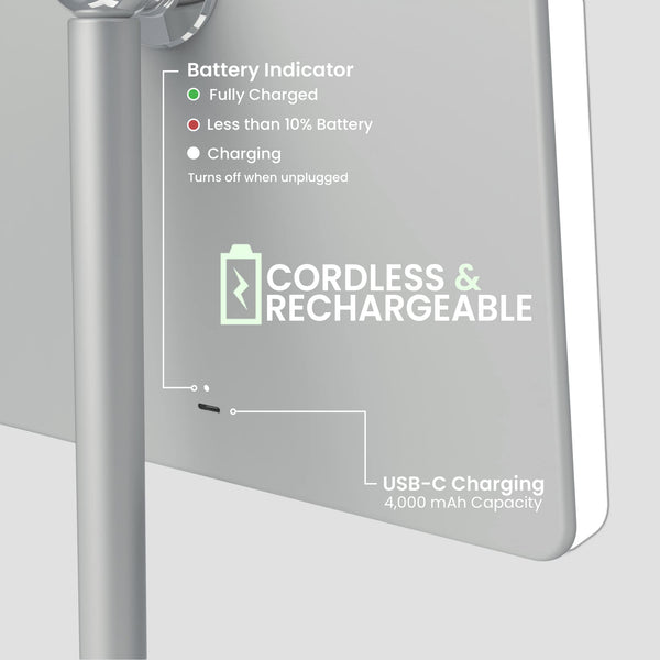 LED Vanity Mirror with Lights & 7X Magnification – Dimmable USB-C Rechargeable Tabletop Mirror