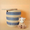 African Woven Wicker Storage Basket with Lid