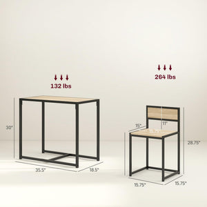3-Piece Industrial Dining Table Set for 2
