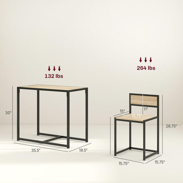 3-Piece Industrial Dining Table Set for 2