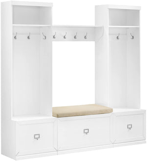 4-Piece Entryway Hall Tree Set with Storage Bench and Wall Shelf
