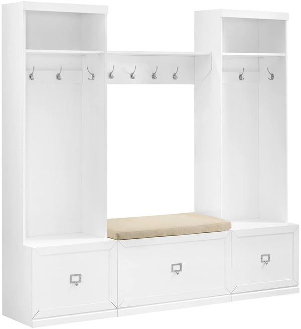 4-Piece Entryway Hall Tree Set with Storage Bench and Wall Shelf