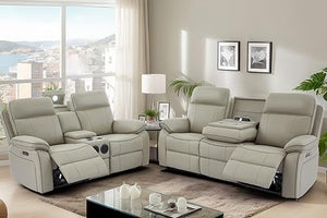 Power Reclining Sofa with Fold-Down Table & Charging Station