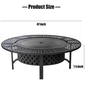 3-in-1 Wood Burning Fire Pit with Grill, Lid & Poker