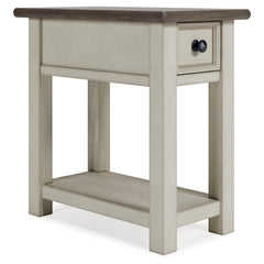 Farmhouse Chairside End Table with Charging Station and Drawer