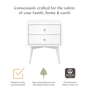 Wood Nightstand with 2 Drawers – Kids & Guest Bedroom Bedside Table