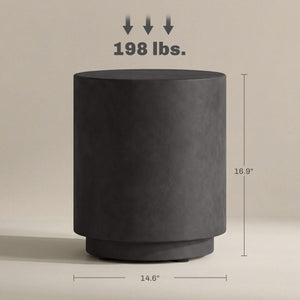 Round Concrete Finish Side Table with Adjustable Feet