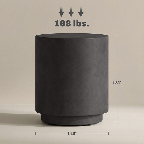 Round Concrete Finish Side Table with Adjustable Feet