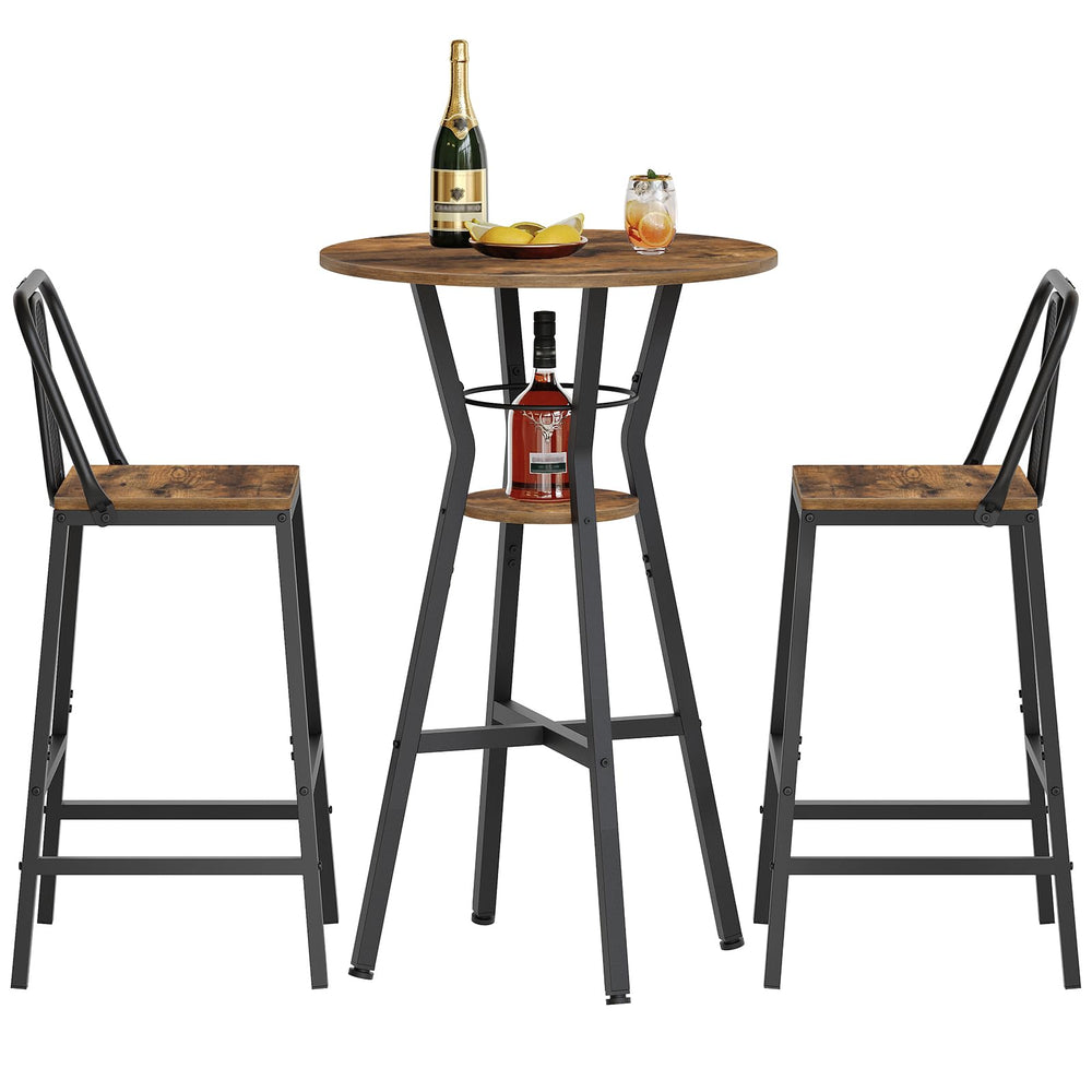 2-Tier Round Bar Table with Lower Shelf