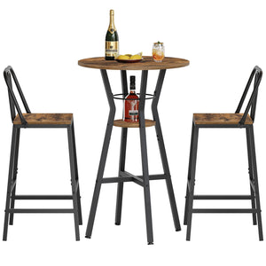 2-Tier Round Bar Table with Lower Shelf