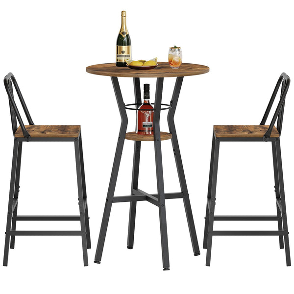 2-Tier Round Bar Table with Lower Shelf