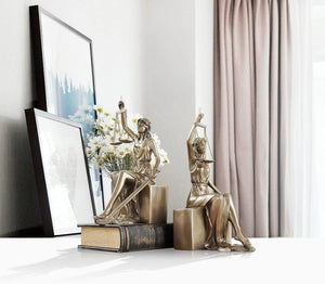 Lady Justice Statue Decorative Bookends – Bronze Metal Sculpture