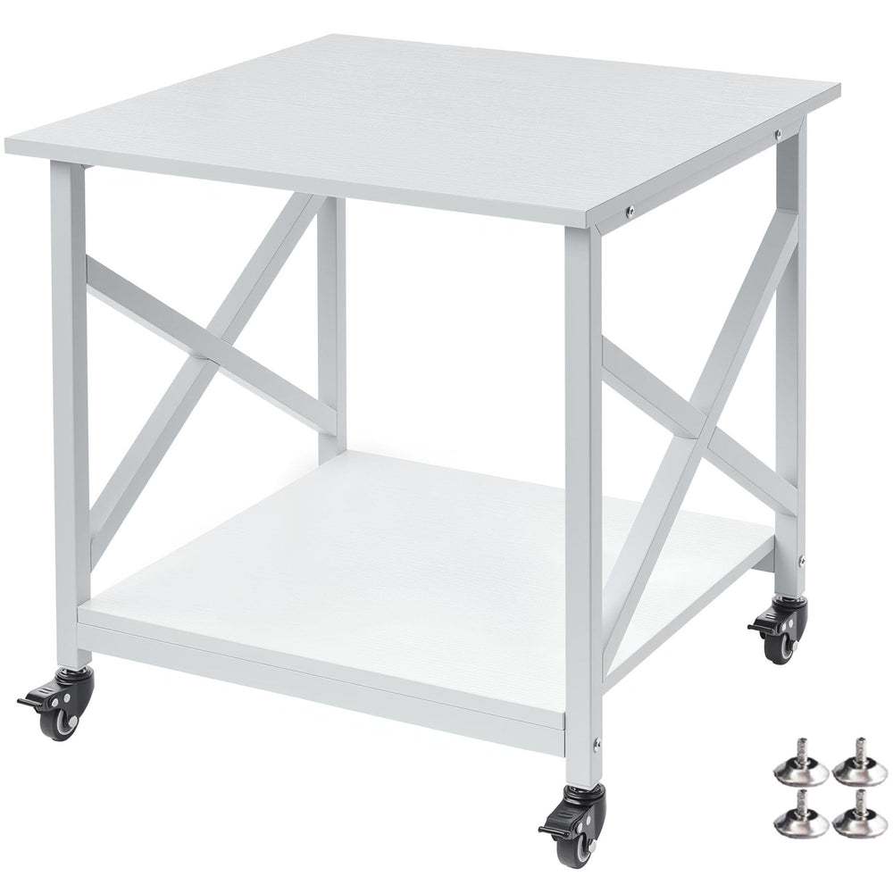 2-Tier Rolling Printer Stand with Storage Shelf