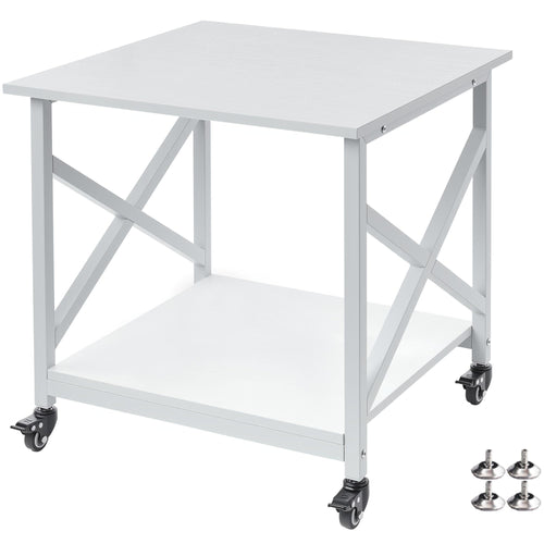 2-Tier Rolling Printer Stand with Storage Shelf