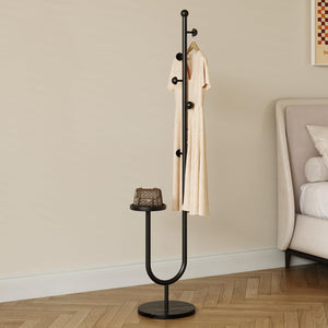 Metal Coat Rack with Marble Base & Storage Tray