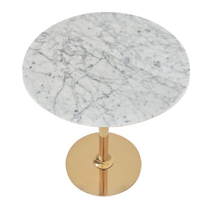 Marble Round End Table with Gold Metal Frame