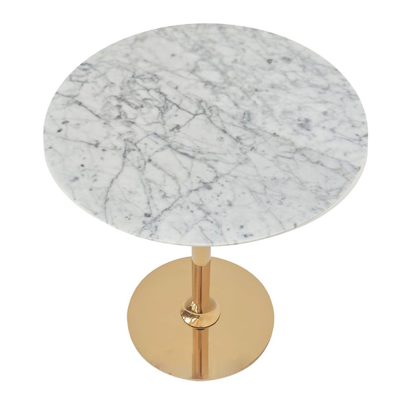 Marble Round End Table with Gold Metal Frame