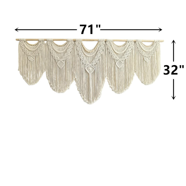 Extra Large Macrame Wall Hanging – 71"W x 32"H Boho Woven Tapestry