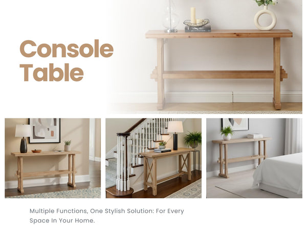 59" Solid Wood Console Table – Farmhouse Entryway & Sofa Table