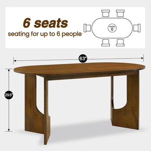 Oval Walnut Wood Dining Table Set