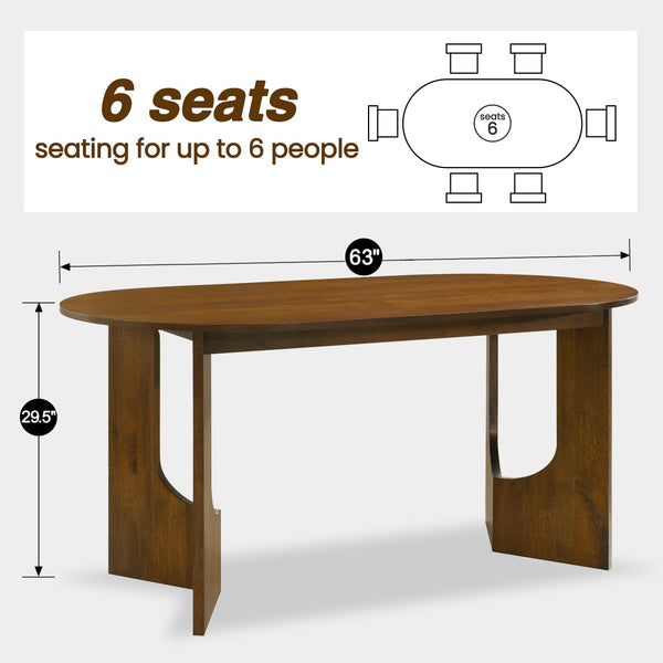 Oval Walnut Wood Dining Table Set