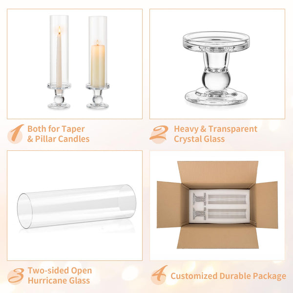 Glass Hurricane Candle Holders for Pillar & Taper Candles