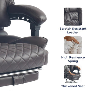 Ergonomic Massage Office Chair with Heat & Kneading | Reclining Executive Desk Chair with Footrest