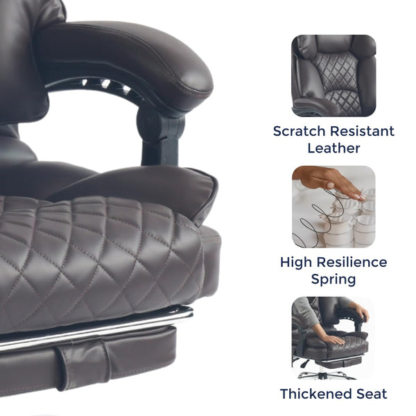 Ergonomic Massage Office Chair with Heat & Kneading | Reclining Executive Desk Chair with Footrest