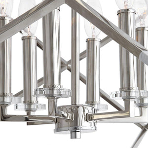 6-Light Polished Nickel Steel Pendant Chandelier – Cube Design