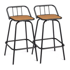 Outdoor Swivel Bar Stools 30 Inch, Set of 2 – Metal Barstools with Backrest & Footrest, 360° Rotating