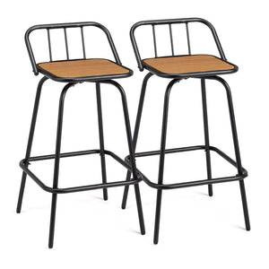 Outdoor Swivel Bar Stools 30 Inch, Set of 2 – Metal Barstools with Backrest & Footrest, 360° Rotating