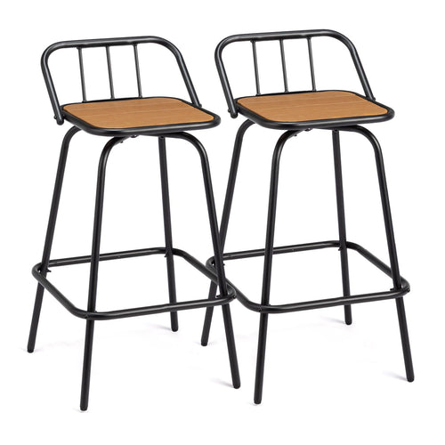 Outdoor Swivel Bar Stools 30 Inch, Set of 2 – Metal Barstools with Backrest & Footrest, 360° Rotating