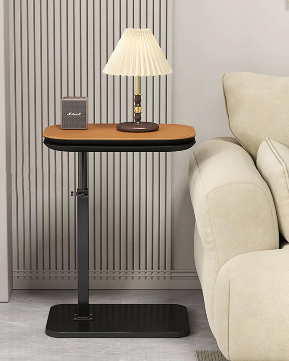 C-Shaped Adjustable Height End Table with 360° Swivel – Orange