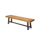 Outdoor Acacia Wood and Rustic Metal Bench