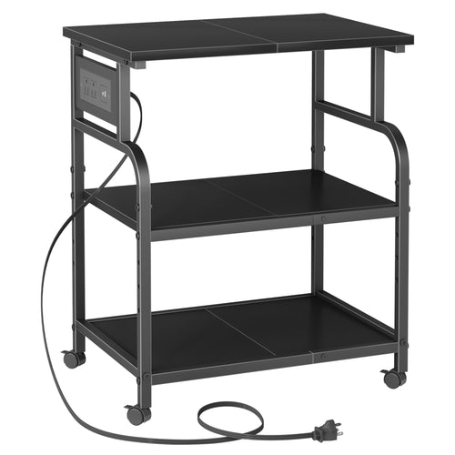 3-Tier Printer Stand with Power Outlet & Rolling Wheels