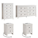4-Piece Farmhouse Bedroom Dresser Set with Nightstands – Rustic White