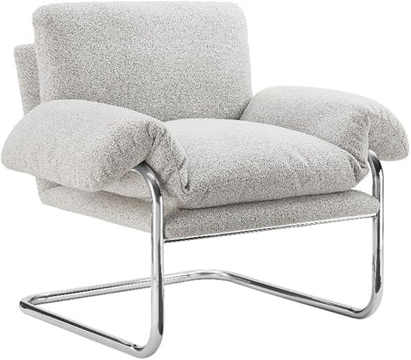 Velvet Accent Armchair with Removable Cushions