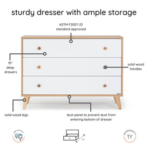 3-Drawer Kids Dresser with Anti-Tip Safety & Ball-Bearing Glides
