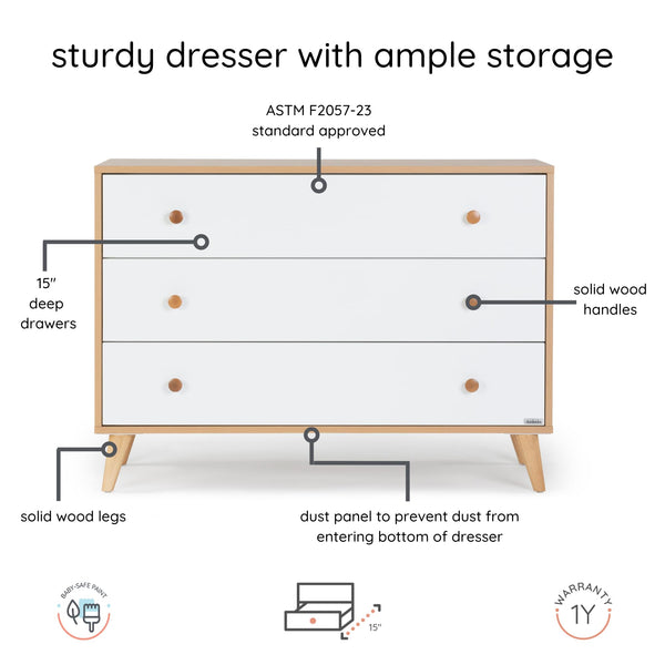 3-Drawer Kids Dresser with Anti-Tip Safety & Ball-Bearing Glides