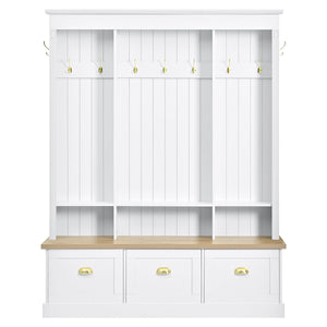 LED Hall Tree with Storage Bench, Shoe Cabinets & Coat Rack