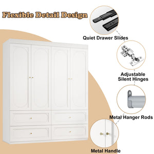 4-Door Armoire Wardrobe with Drawers