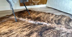 Small Dark Brindle Genuine Cowhide Rug 4ft x 3.5ft