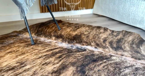 Small Dark Brindle Genuine Cowhide Rug 4ft x 3.5ft