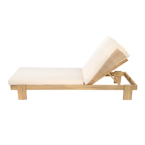 Acacia Wood Outdoor Chaise Lounge Chair with Cushion