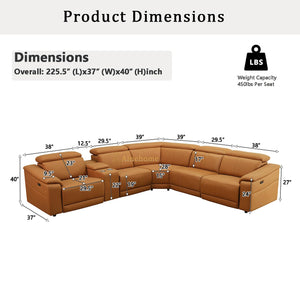 Power Recliner Sectional Sofa – 5-Seat L-Shaped with Console & Adjustable Headrests
