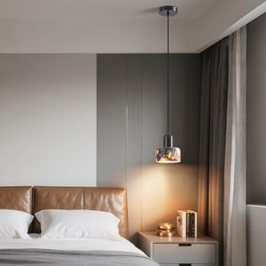 Marble Cylinder Pendant Light – Brass & Stone Shade