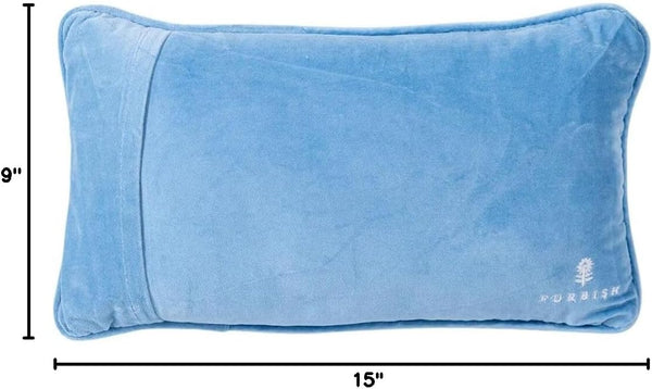Needlepoint Throw Pillow – Blue Wool Embroidered Accent