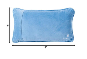 Needlepoint Throw Pillow – Blue Wool Embroidered Accent