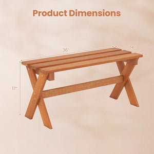 Outdoor Wood Bench – 2-Person Hardwood Patio Bench with Slatted Seat