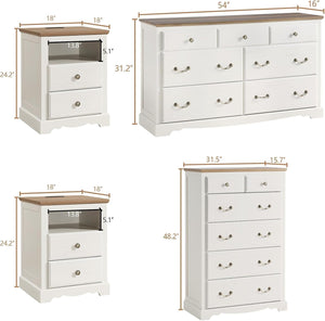 5-Piece King Farmhouse Bedroom Set with Dressers & Nightstands